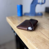 Horizontal card holder leather brown tobacco snap fastener "Wild Bill" without cord/eyelet