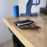 Horizontal card holder leather brown tobacco snap fastener "Wild Bill" without cord/eyelet