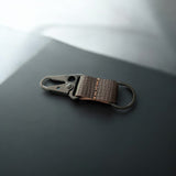 Keychain with tactical carabiner leather dark brown