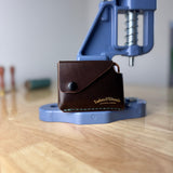 Horizontal card holder leather brown tobacco snap fastener "Wild Bill" without cord/eyelet