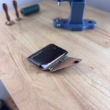 Horizontal card holder leather brown tobacco snap fastener "Wild Bill" without cord/eyelet