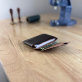 Horizontal card holder leather brown tobacco snap fastener "Wild Bill" without cord/eyelet