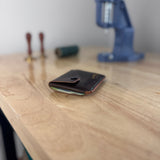 Horizontal card holder leather brown tobacco snap fastener "Wild Bill" without cord/eyelet