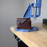 Horizontal card holder leather brown tobacco snap fastener "Wild Bill" without cord/eyelet