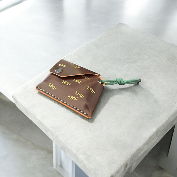 Wild Bill Horizontal Card Holder Leather Brown Tabacco Gold