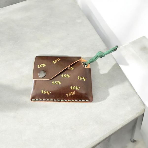 Wild Bill Horizontal Card Holder Leather Brown Tabacco Gold